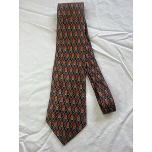 Vintage Christian Dior Monsieur Silk Necktie Men 4x60 inches Red Blue Green Gold